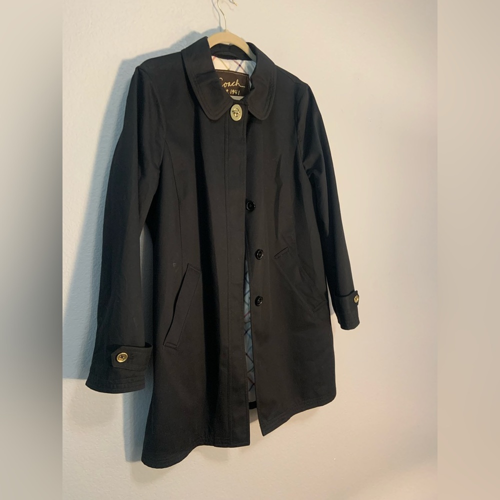 COACH Black Coat with Gold Closure & Black Concealed Buttons 🖤🍂